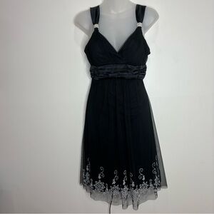 Taboo Size Large Y2K Black Silver Glitter Dress V neck homecoming goth prom